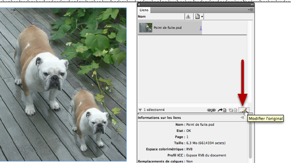 Et depuis InDesign, je peux modifier l'image originale en Photoshop :