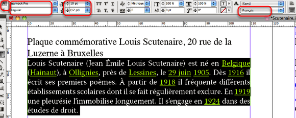 Nous allons sélectionner une portion de texte, lui appliquer des changements depuis l'onglet "caractère"