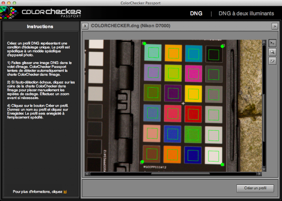 Puis ouvrir ce fichier DNG avec le programme ColorChecker Passport